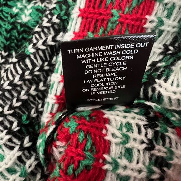 Blizzard Bay Mens Ugly Christmas Fair Isle Sweater XL Cow Santa Hat Pom Pom Bell - Picture 7 of 7